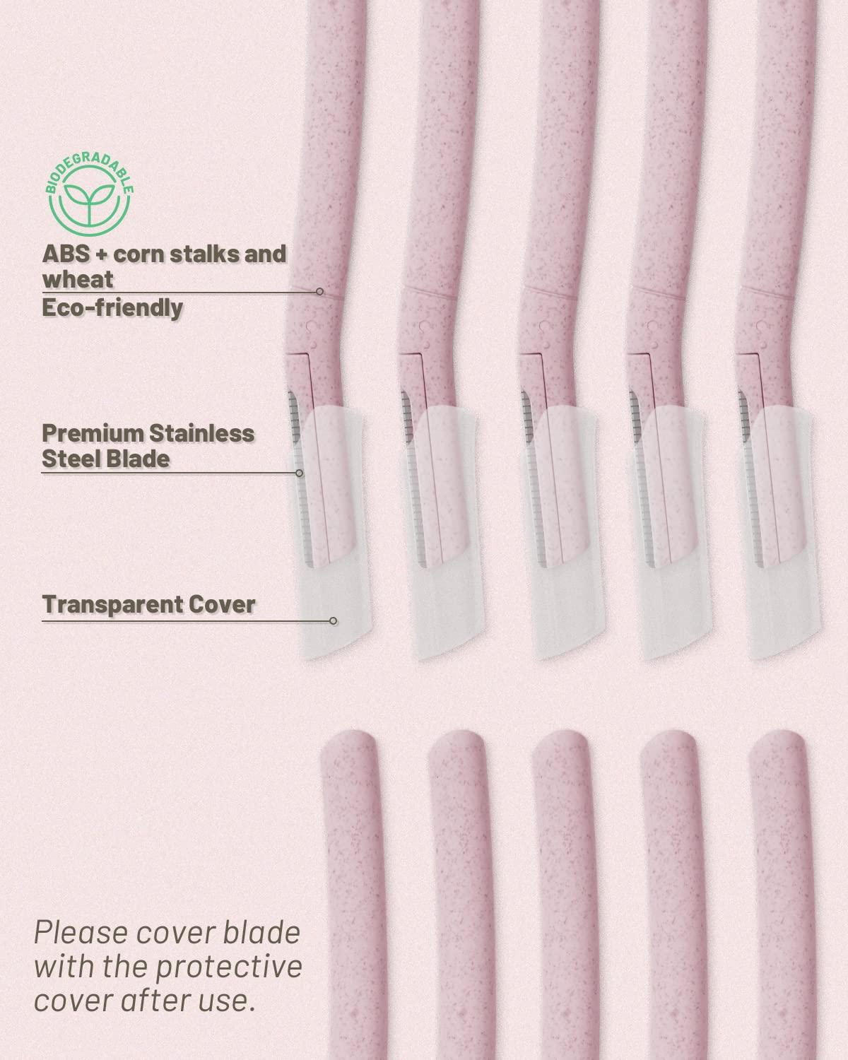 MoHern Dermaplane Razor for Women Face, 15 Pcs Microblade Eyebrow Razors, Multipurpose Dermaplaning Tool for Face, Peach Fuzz Removal, Face shavers for Women and Men (Pink)