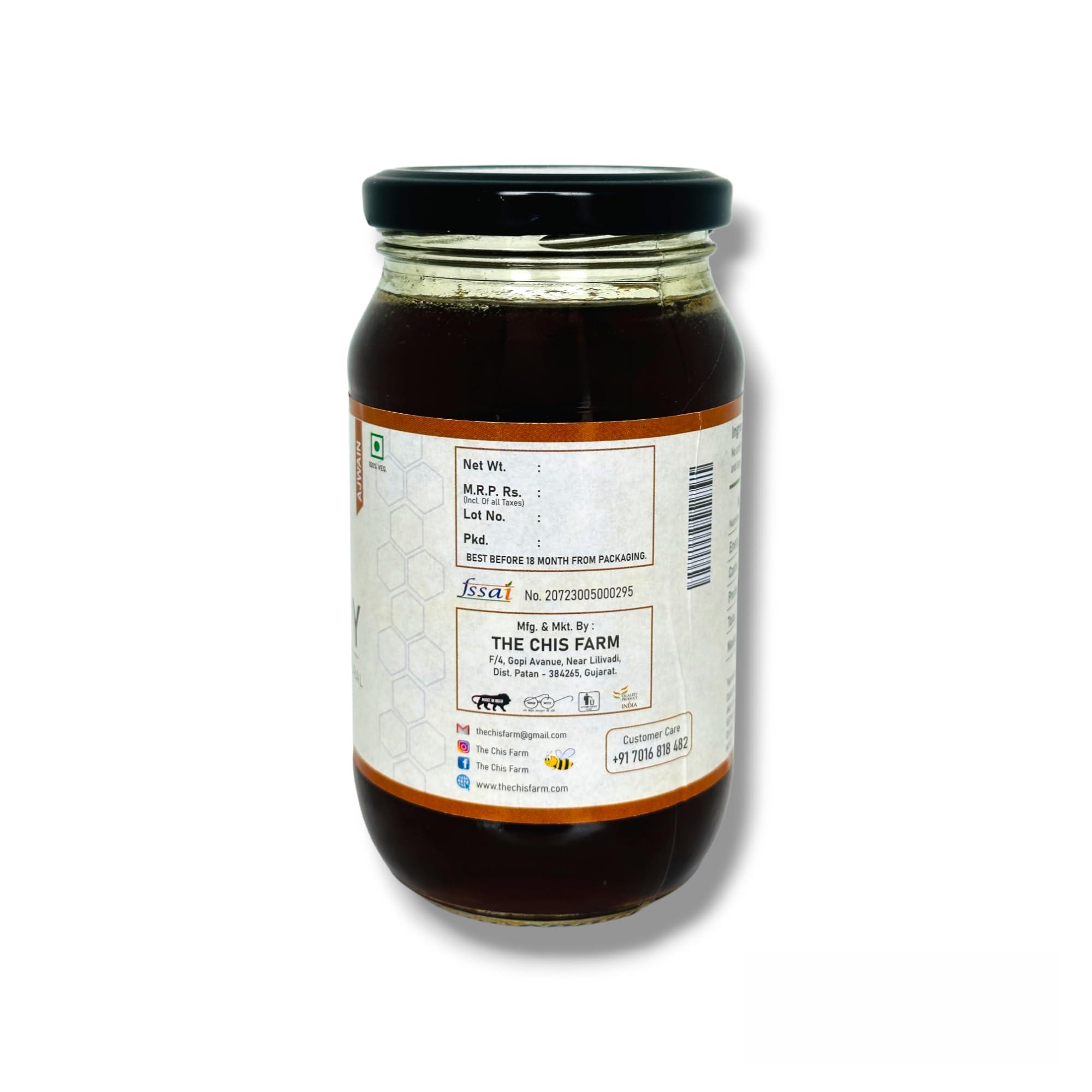 THE CHIS FARM THE CHIS FARM Raw Organic Honey | 100% Raw & Natural | No Added Sugar | No Antibiotics | Non GMO | Unpasteurize. (Ajwain, 500 Grm)