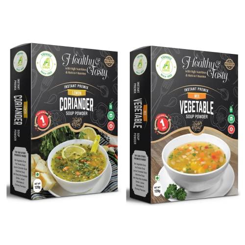 AARKAY Aarkay All Fresh Lemon & Coriander Soup With Mix Vegetable Soup pack | Instant Mix | High Protein | No Added Preservatives | No Chemical Pack of 2