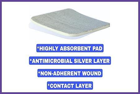 Generic AgFix Form Hydrophilic Silver Pad ABSORBENT SILVER DRESSING Size: 10 x 10 cm ANTIMICROBIAL & LOW ADHERENCE (Pack of 5)