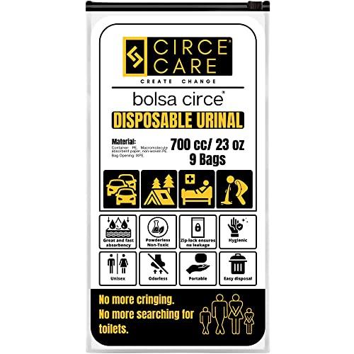 CIRCE CARE CIRCE CARE Bolsa Circe Disposable Urine Gel Bags, 9 Count, with Super Absorbent Pad and Ziplock, Portable Urinal, Camping Pee Bags, Vomit and Emergency Bag During Traffic Jam and Travel.