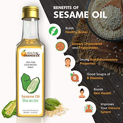H&O H&O Sesame Oil - 100% Pure Cold Pressed Edible Til ka Tel - 100ml Glass Bottle