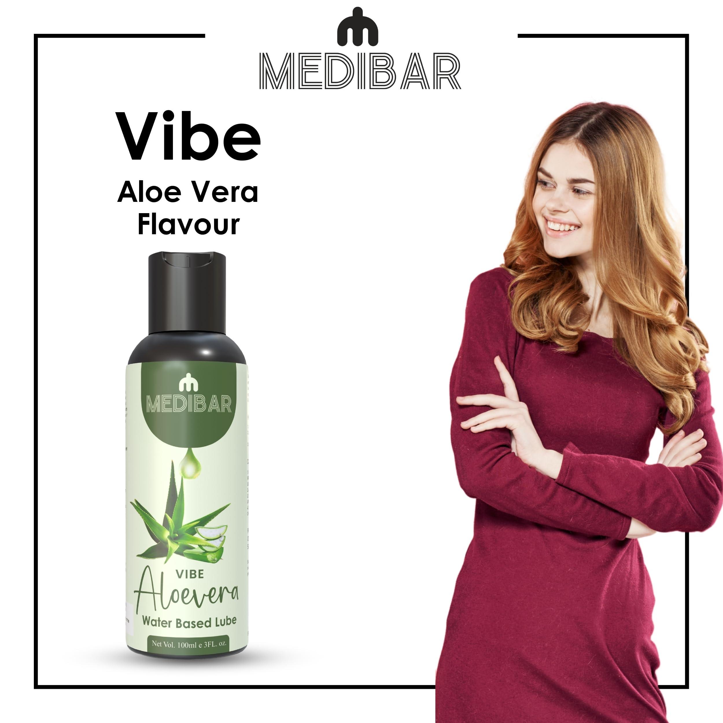 MEDIBAR MEDIBAR Vibe Aloe Vera - Personal Lubricant Gel For Men and Women 100ml - Premium Aloe Vera Flavour - Water Based Lube - Skin Friendly, Silicone and Paraben Free - No Side Effects