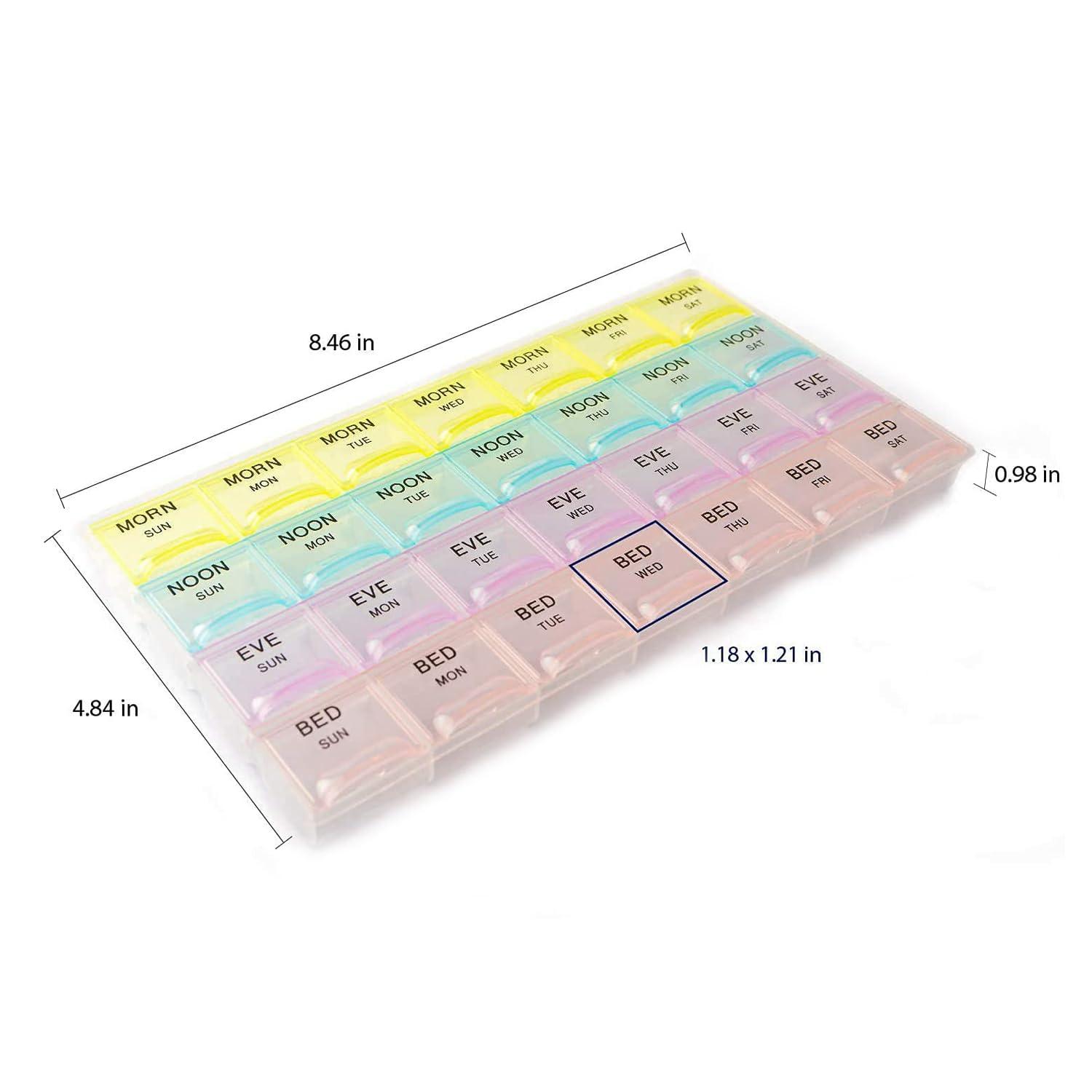 Oblivion Oblivion 7-Day Medicine Organizer Box  Portable Weekly Pill Planner Case for Home, Compact Travel Container & Vitamin Holder for Daily Health Storage and 4-Week Dispenser Kit