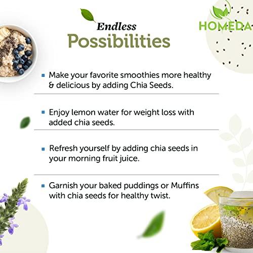 Homeda Homeda Organic Chia Seeds (1 Kg / 1000g) Premium, Raw, Unroasted, Diet Snacks | Chiya, Sia, Cheea