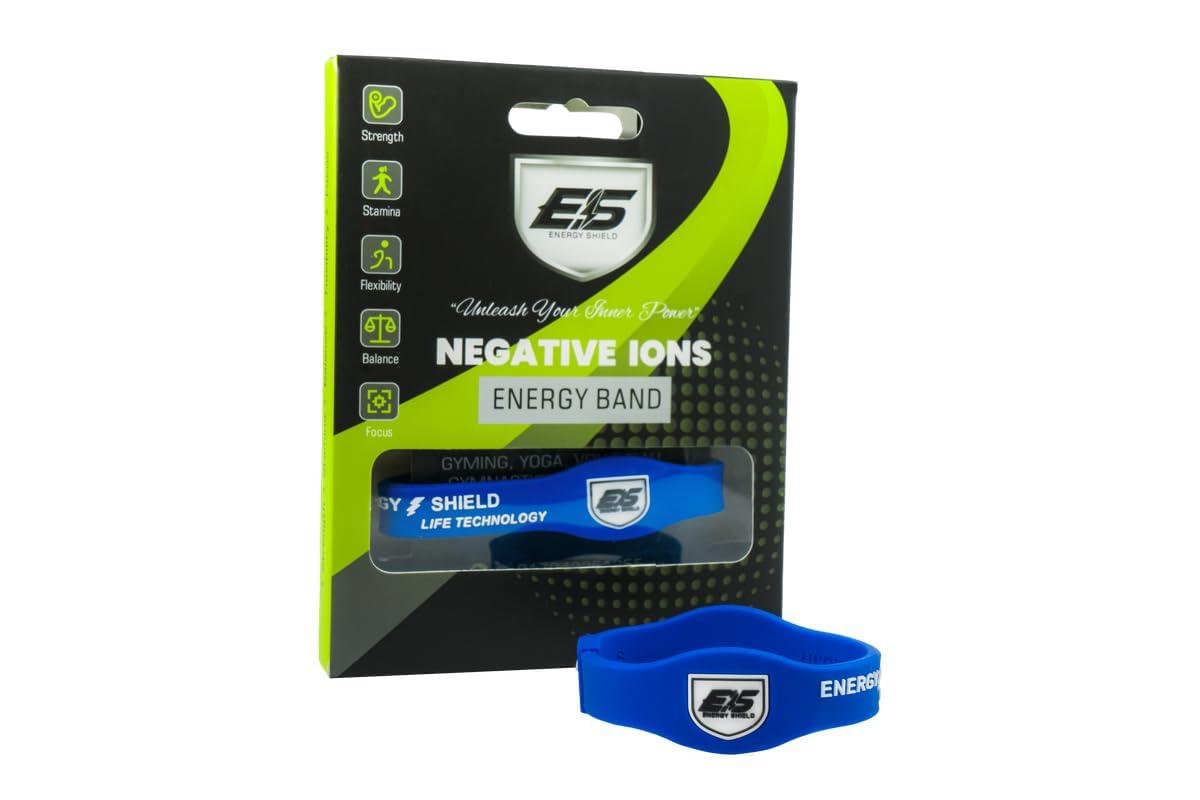 ENERGY SHIELD ENERGY SHIELD Wristband Energize-Pro Negative Ion Band for Men and Women Silicone Bracelet Blue Color (Small)