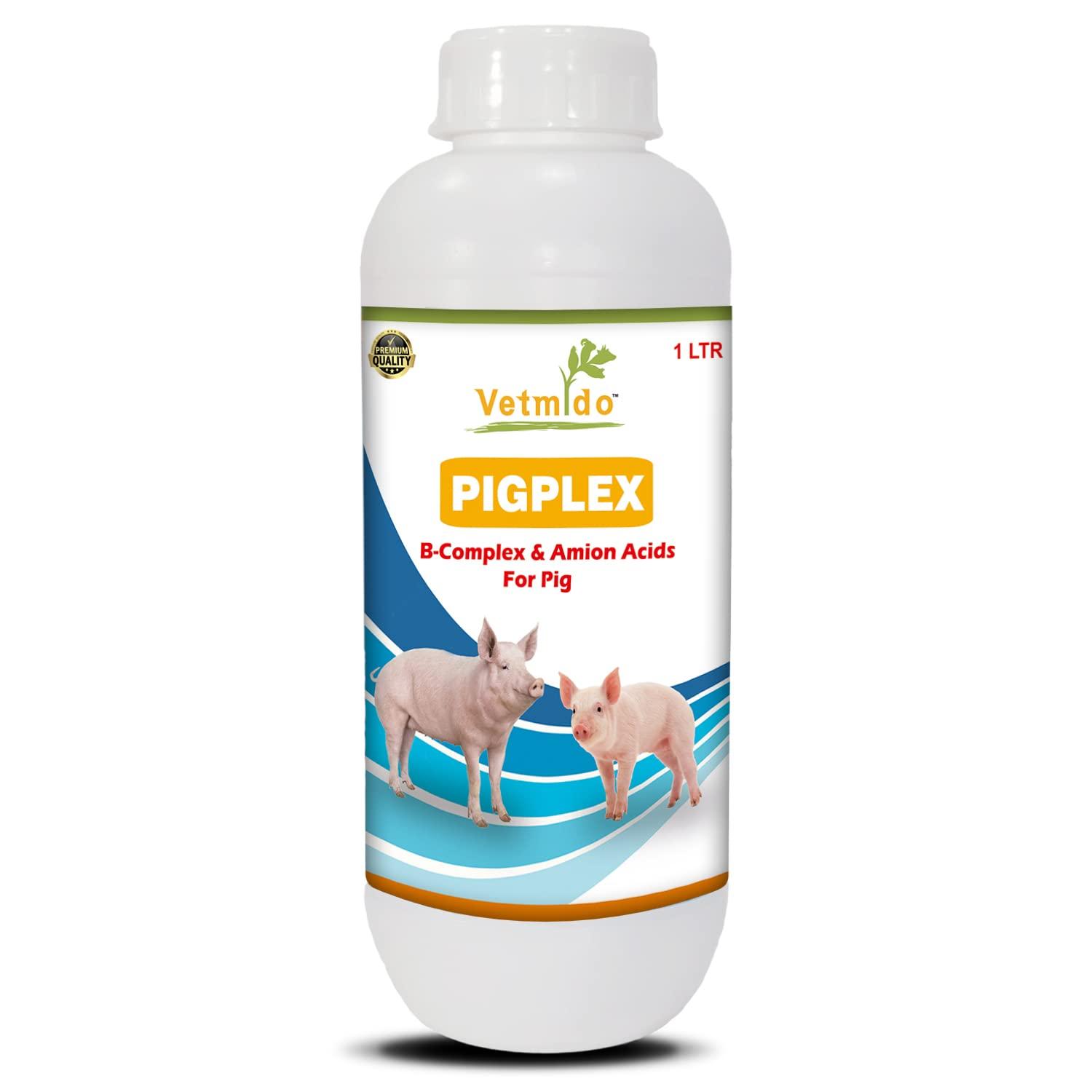 VETMIDO VETMIDO Pigplex - Pig Growth Promoter, Vitamins, Amino Acids Supplement for Pigs, Swine, Piglets & Piggery - 1 LTR