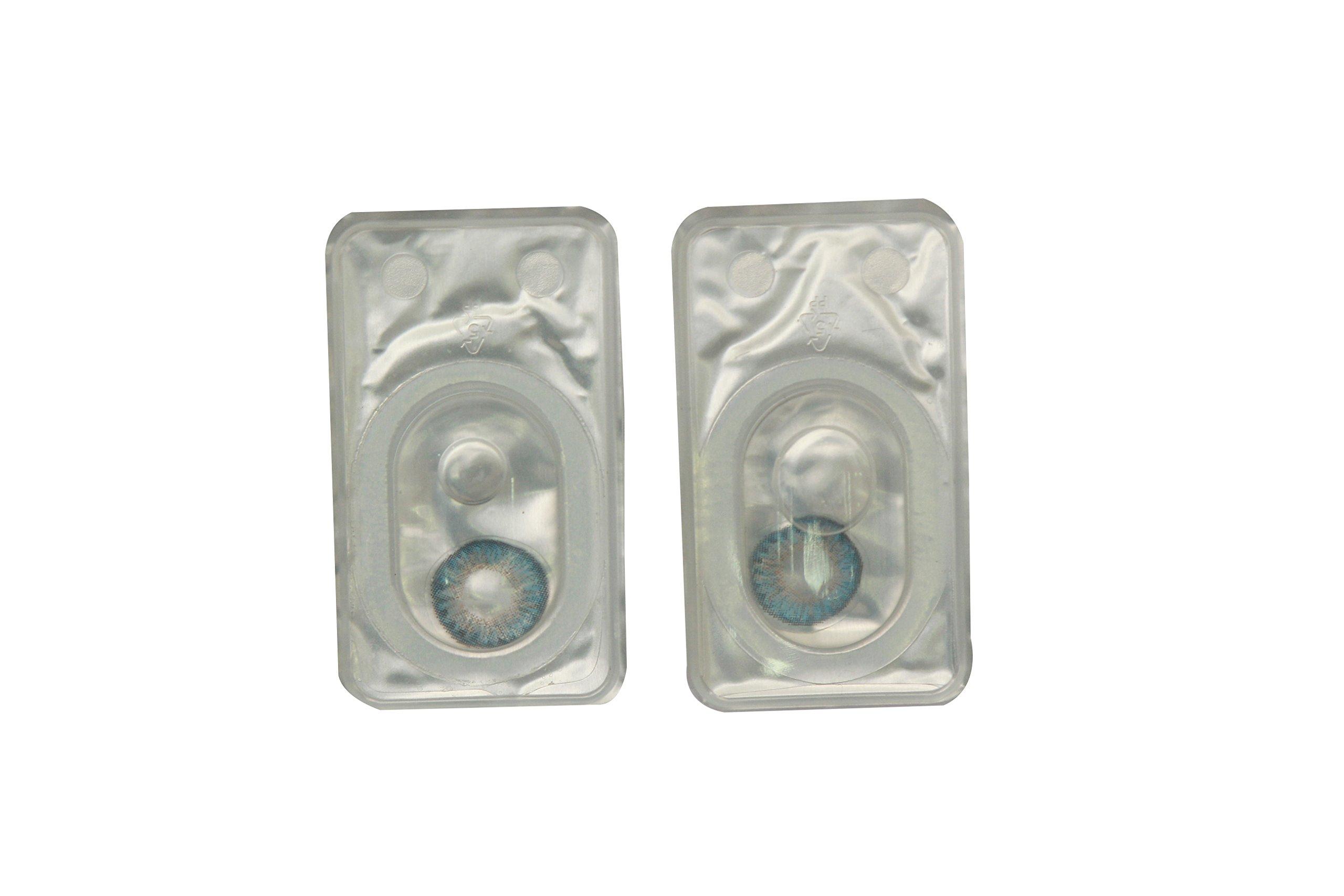 Diamond eye Diamond Eye Zero Power Color Quarterly Contact Lenses With Lens Care Kit (2 Lens Pack, Sky Blue)