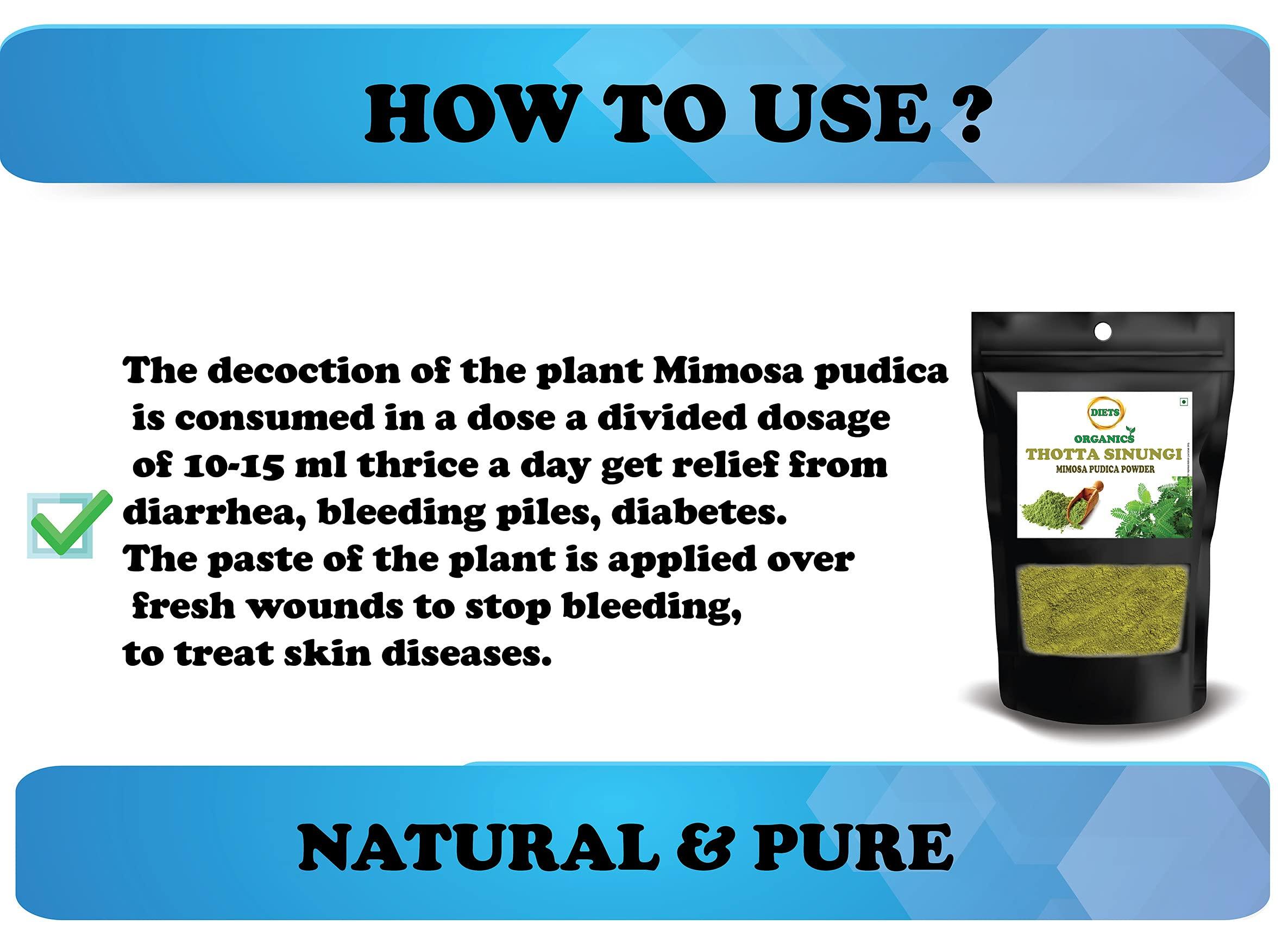 DIETS ORGANICS Diets Organics Thotta Sinungi powder -25 g/Mimosa Pudica Powder/Sleepy Plant Powder/Sensitive Plant Powder/Mudatha Damara/Lajalu/Muttidare Muni/Thottavadi/Ajalikalika-25 G