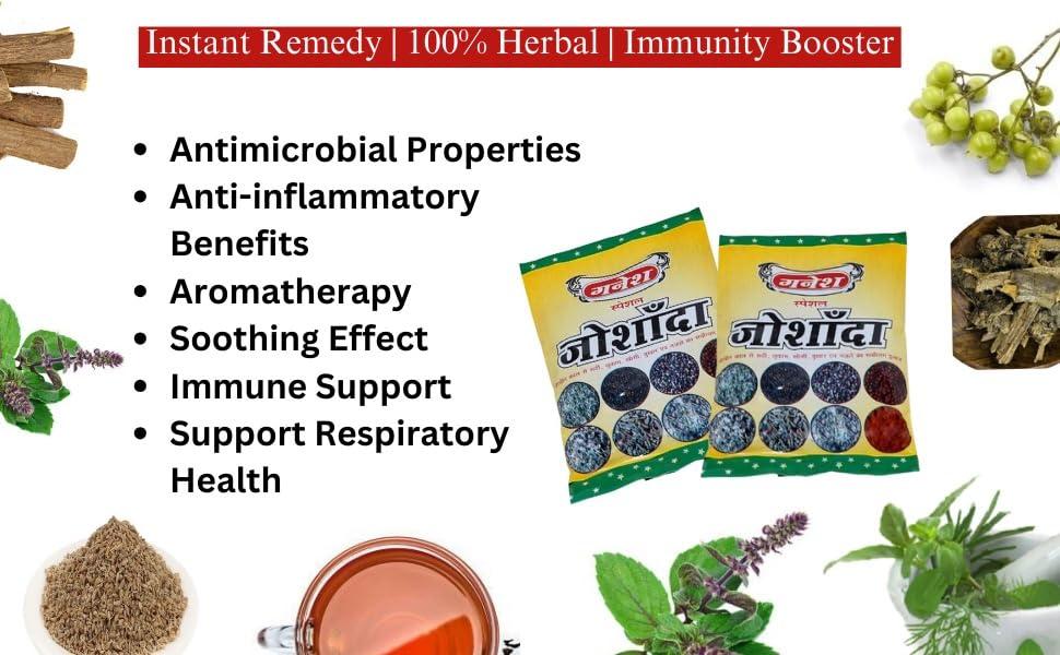 GANESH AYURVEDIC AUSHDHALAYA (GAA) GANESH AYURVEDIC AUSHDHALAYA Herbal Remedy Natural Special Ayurvedic Joshanda Kadha For Cold & Cough | Manage Inflammation and Soothes Throat Discomfort, Non-drowsy Formulation | 40gm Each (Pack Of 5)