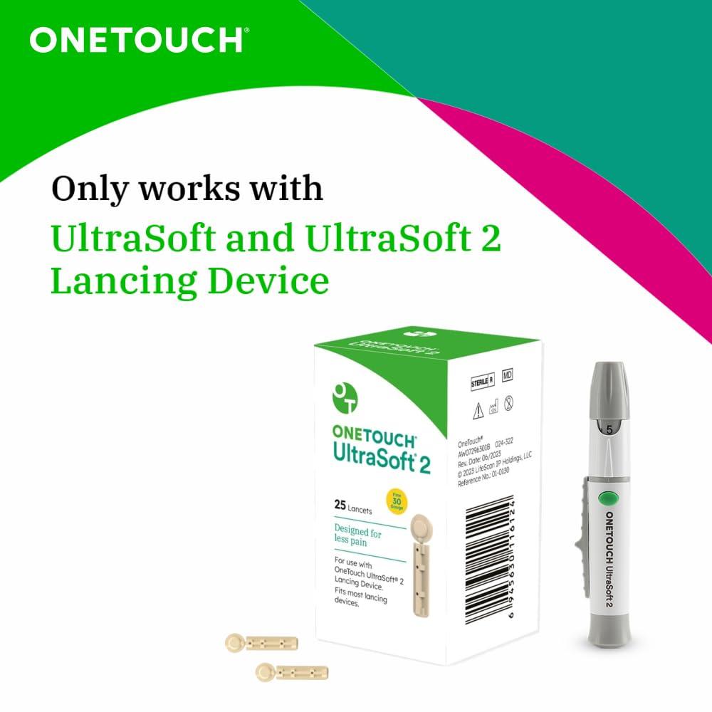 OneTouch OneTouch UltraSoft Lancets | Pack of 25 Lancets | Designed for Less Pain | Global Iconic Brand | For use with OneTouch UltraSoft & UltraSoft 2 Lancing Device