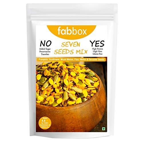 Fab Box Fab box Roasted Seven Seeds Mix Namkeen | High Protein and Fiber Rich | Gluten Free | Healthy Delicious Evening Snacks, 150 Grams