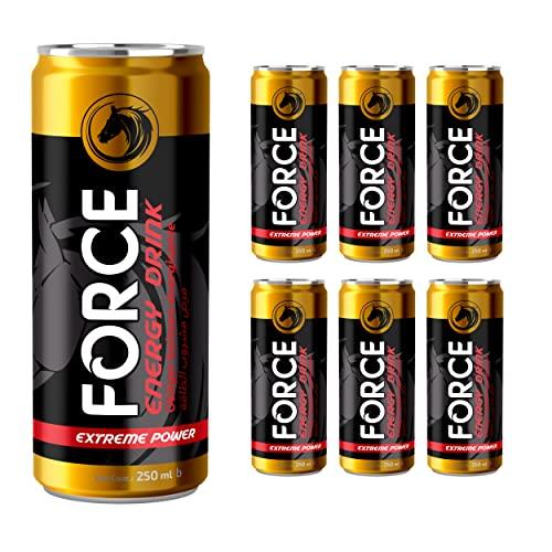 FORCE ENERGY DRINK FORCE ENERGY DRINK | Imported | 75mg caffeine, Vitamin E| Extreme Power | 6 x 250ml ml can | Pack of 6 Cans
