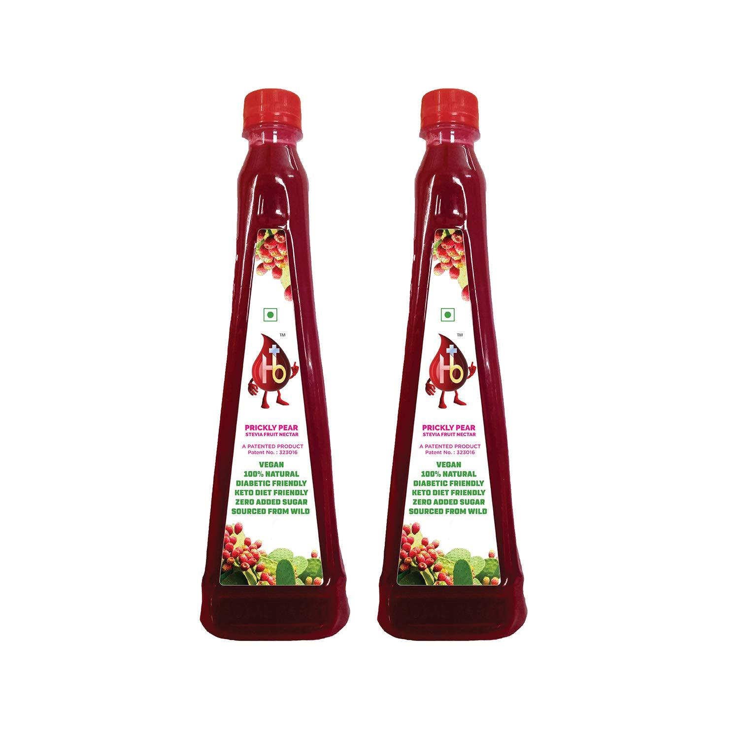 HB+ HB+ Prickly Pear Fruit Juice for Healthy Pregnancy & Chemotherapy, No Added Sugar, Sweetened with Stevia, Red, (Pack of 2)
