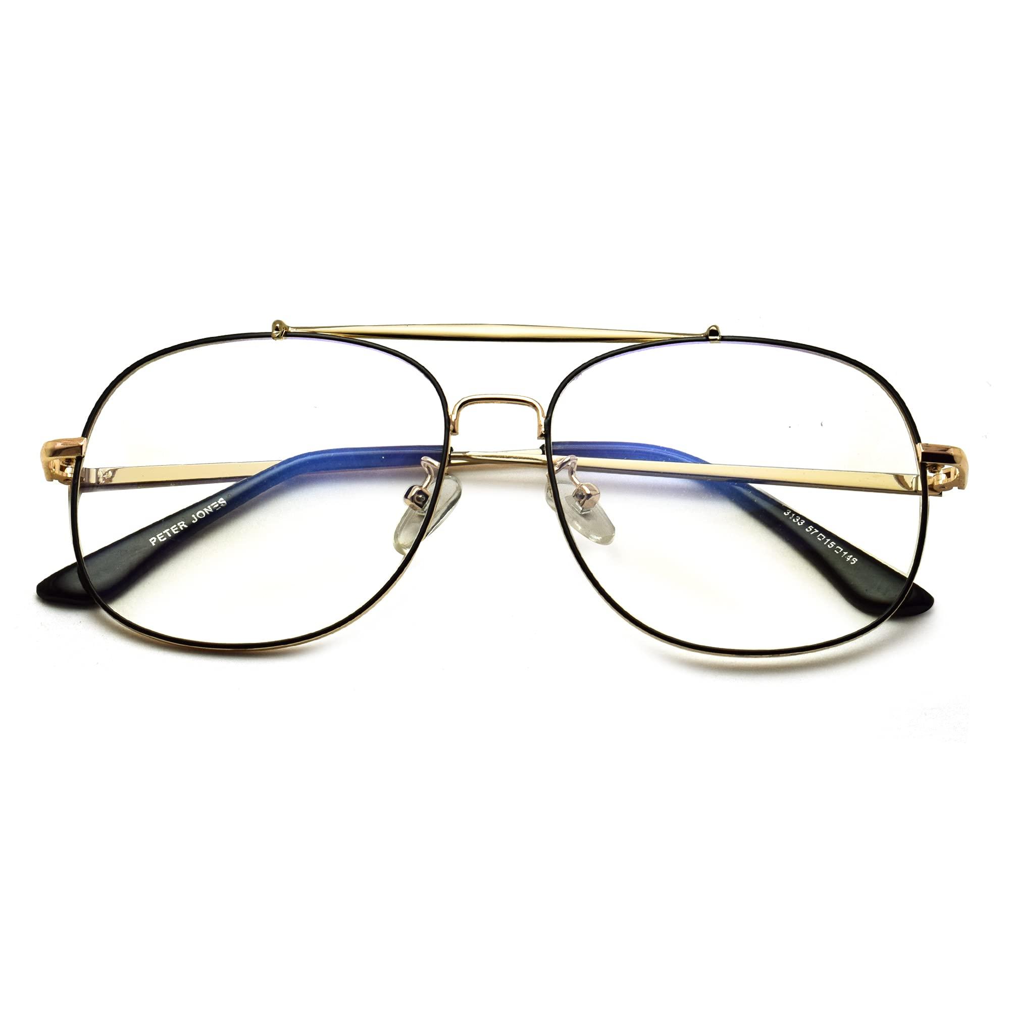 Peter Jones Peter Jones Square Medium Computer Glasses for Men Women with Zero Power Blue Light Blocking Lenses (SIZE MEDIUM) AG231