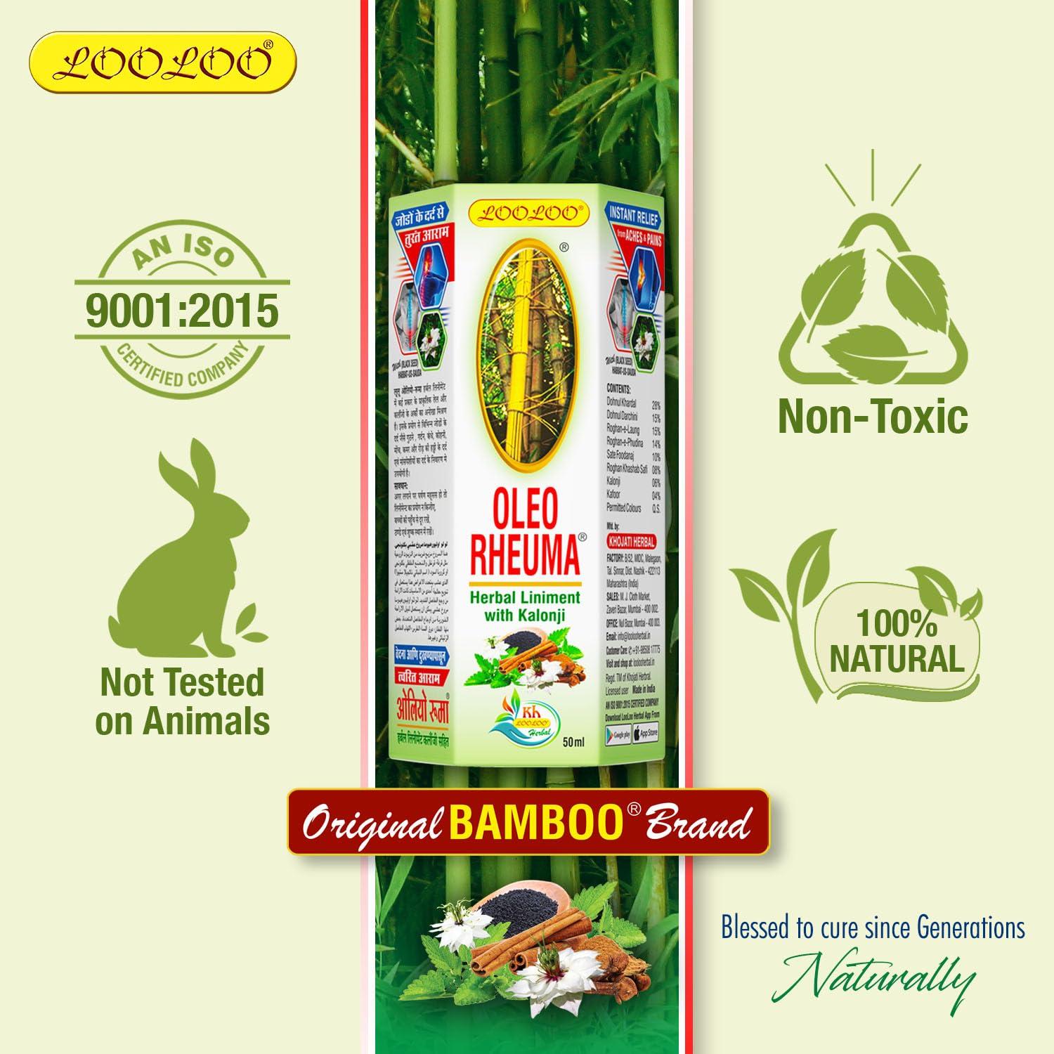 LooLoo LooLoo Oleo Rheuma Herbal Liniment - 100ml | Kalonji, Cinnamon, Clove, Mint & Mustard Oil