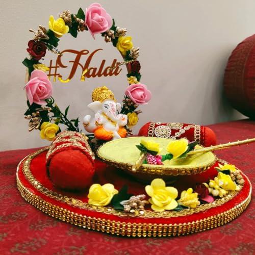 Unique Palette Unique Palette Engagement Wedding Ring Platter | Wedding Ring Platter | Marriage Dcor | Engagement Tray (Haldi Tray)