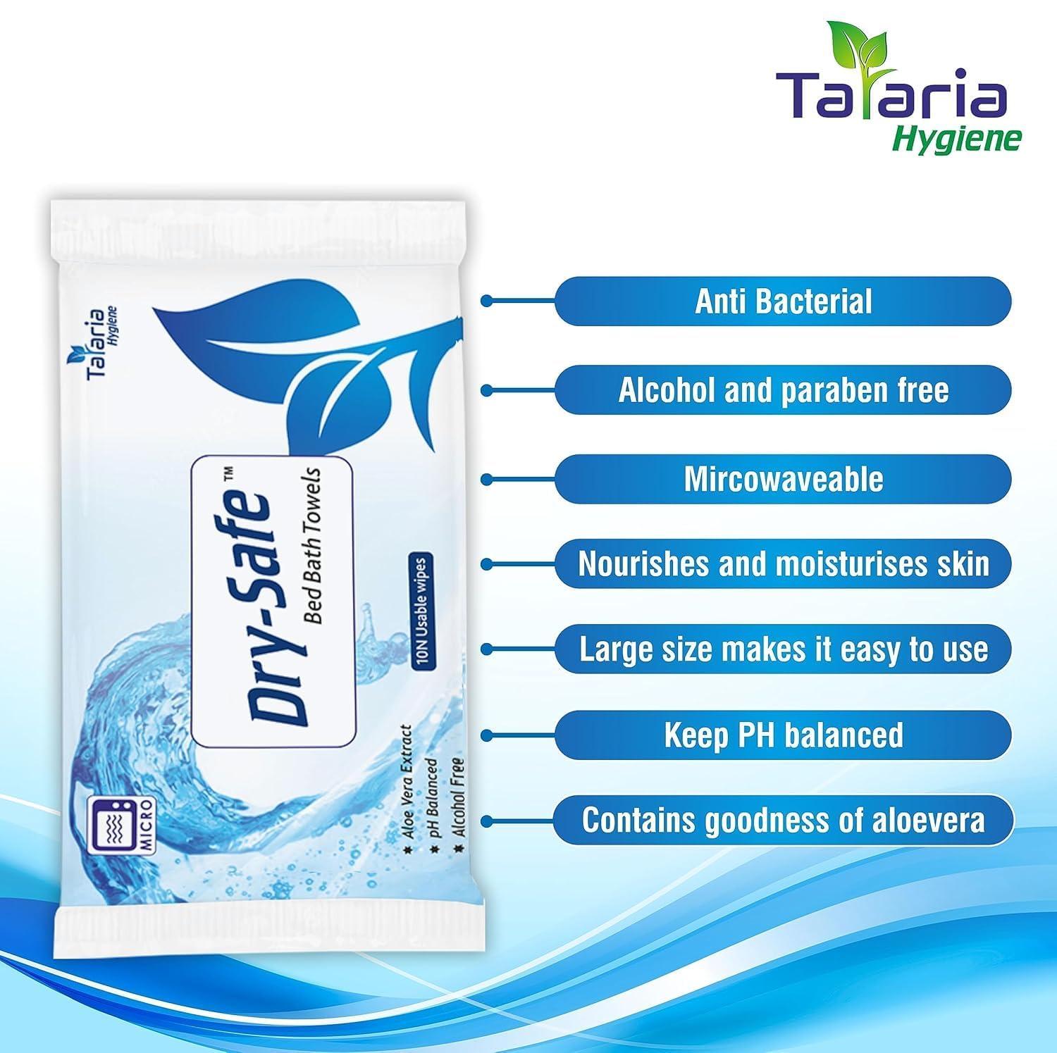 Dry-Safe Dry-Safe Bed Bath Towel - 10 Pcs Big Wet Wipes For Adults Patients Home and Travel