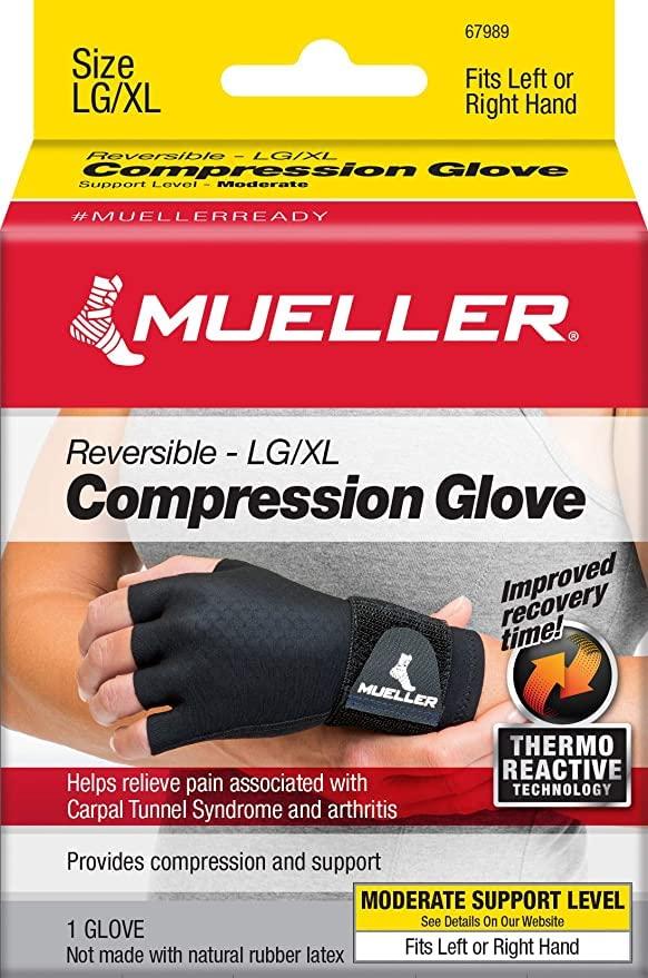 MUELLER Mueller Reversible Compression Glove with Thermo Reactive Technology, OSFM, Black