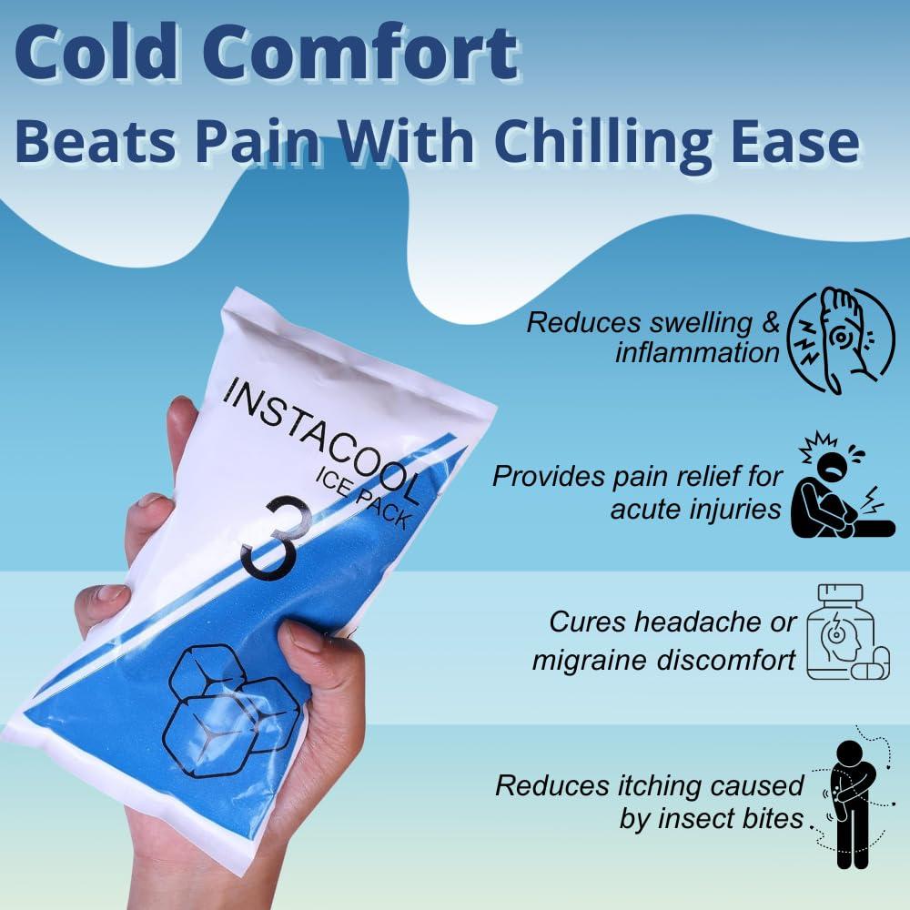 Instacool INSTACOOL Instant Cold Pack (4\" x 8\") Set of 2 Disposable Cold Therapy Ice Packs for Pain Relief, Swelling, Inflammation, Sprains, Strained Muscles, Toothache and for Athletes & Outdoor Activities