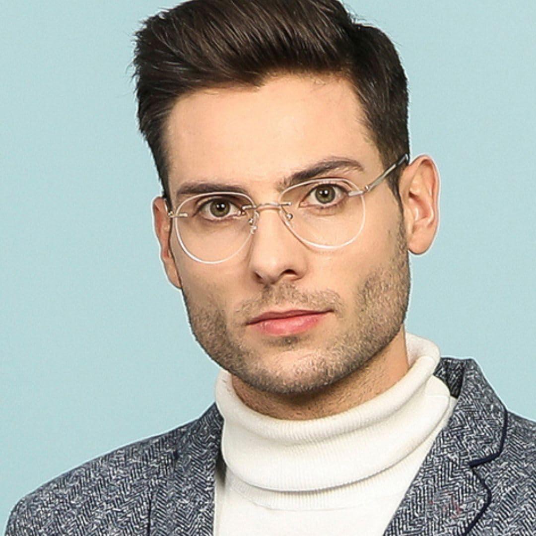 Redex Redex Aviator Photochromic Rimless Zero Power Blue-Cut Computer Glass Anti glare Block Harmful Rays Eye wear Spectacle Eye Frame (GOLD)