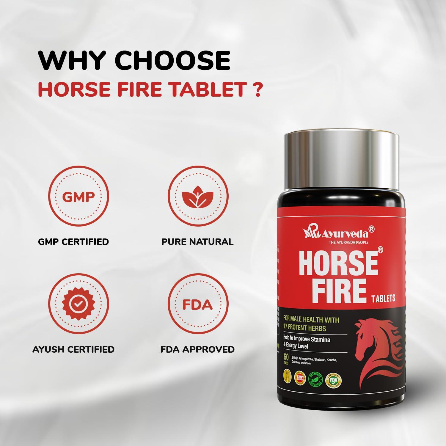 A R Ayurveda HORSE FIRE A R Ayurveda Tablets for Men| Ayurvedic Medicine - For Stamina, Muscle Growth, Immunity & Overall Wellbeing| Horse Fire Tablet (Pack of 60)