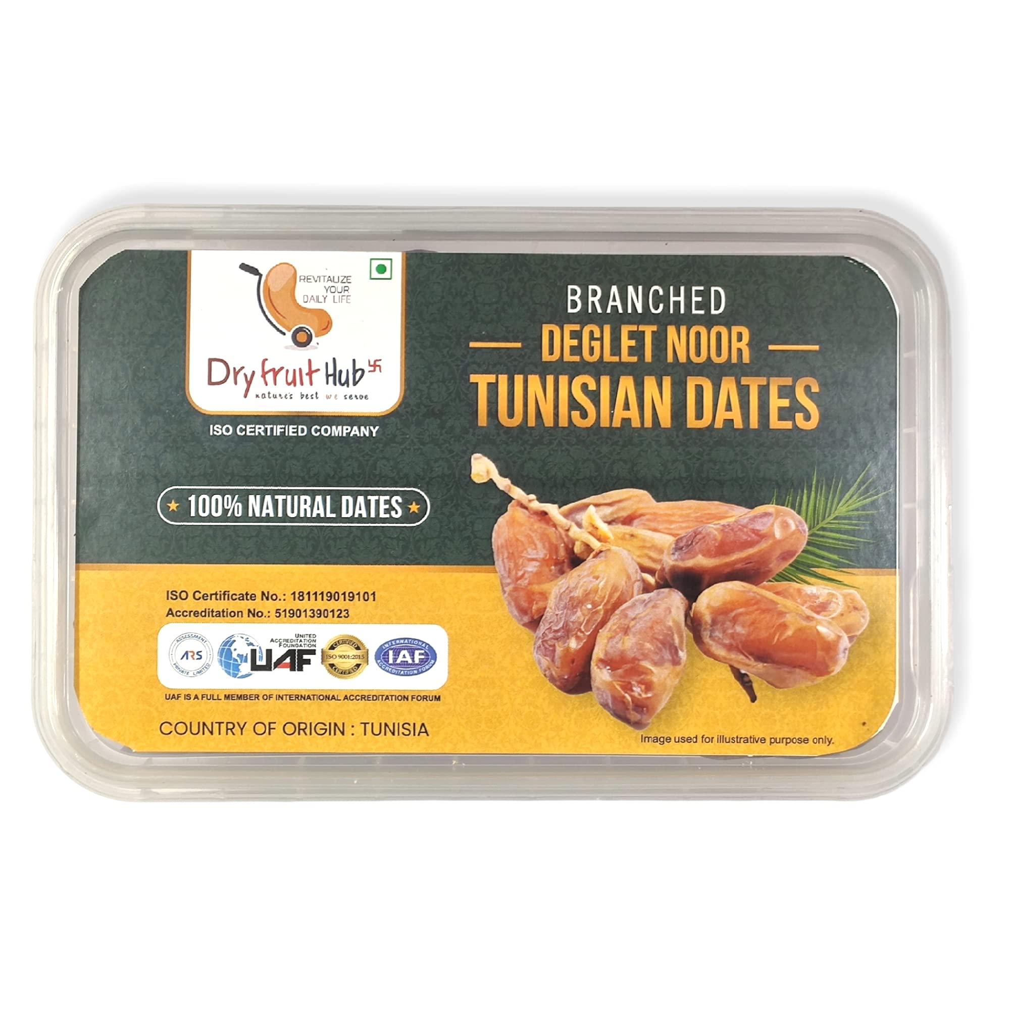 DRY FRUIT HUB Dry Fruit Hub Tunisian Dates 2kg Pack Of 4 Each 500g Fresh Tunisian Khejur/khajur, Deglet Nour Branched Dates/khajoor