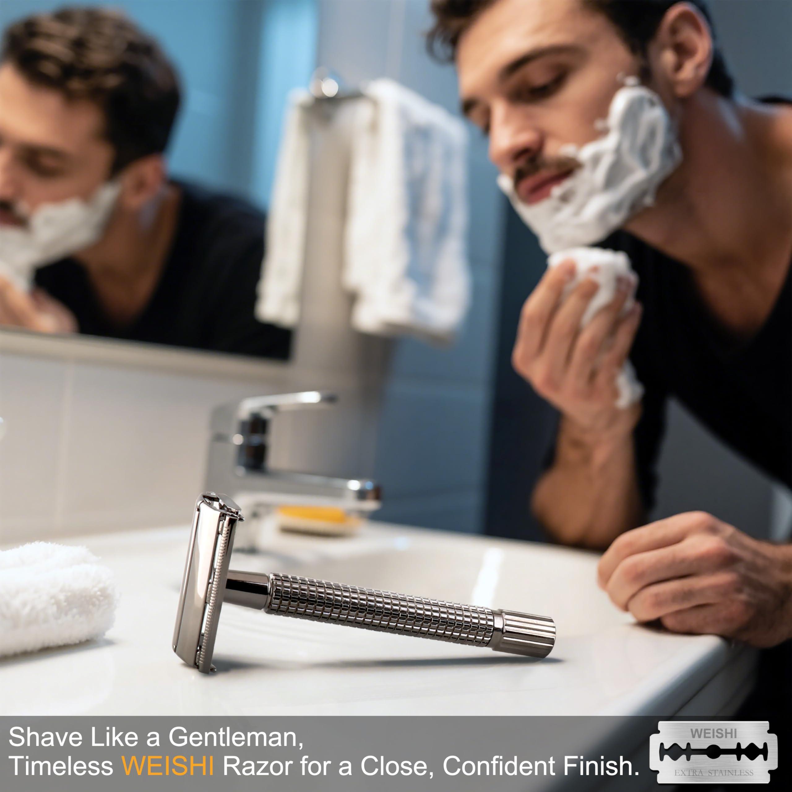 WEISHI WEISHI Long Handle Version Butterfly Open Double Edge Safety Razor.