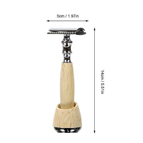 Qnotici Razor Shaving Kit Double Edge Safety Razor with Stand Aluminum Alloy Handle Manual Beard/Mustache Removal Tool Kit