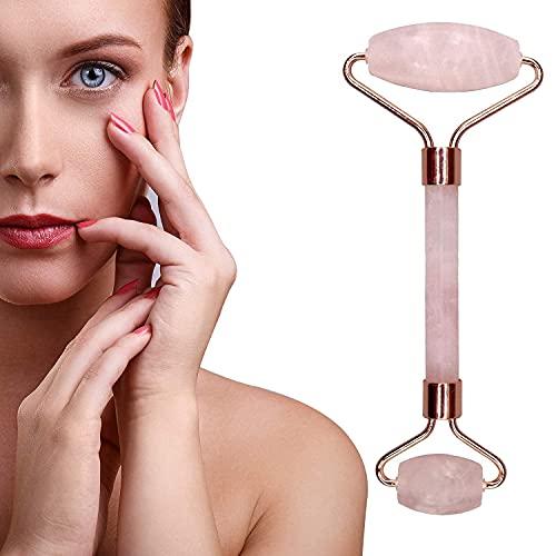 FITROOTS FITROOTS Facial Jade Roller Massage Tool Natural Himalayan Stone Face Massager Double Sided Toning Firming Face Neck Massage Tool (Pink) (FR-1)