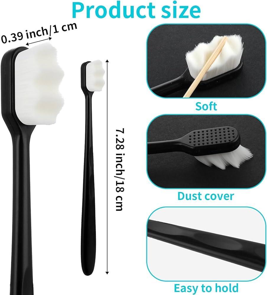 snika snika Extra Soft Toothbrush, Ultra Soft-Bristled Adult Toothbrush Micro Nano 15000 Floss Bristle Good Cleaning Effect For Sensitive Teeth Oral Gum Recession, Manual, White (Set of 2)