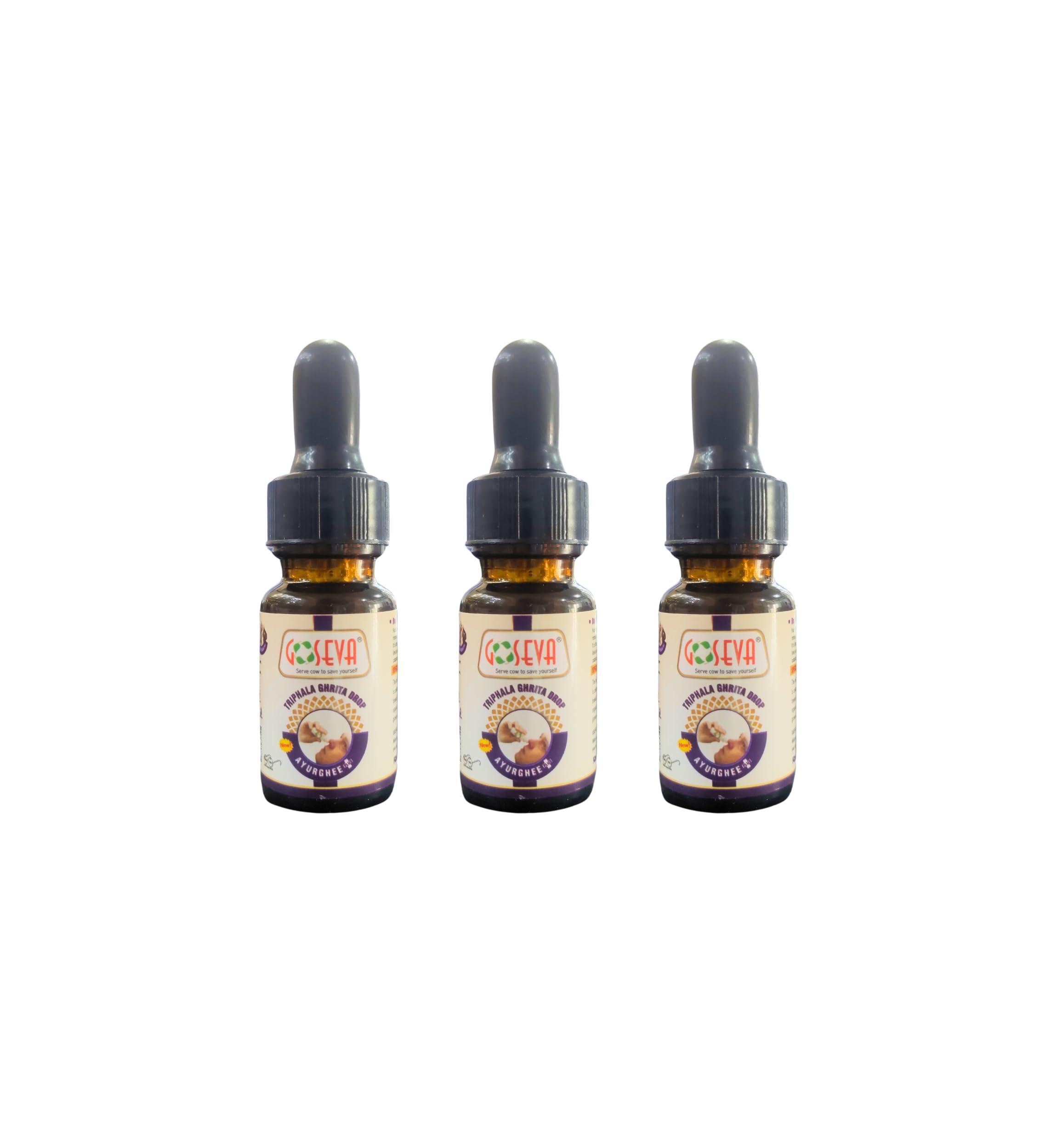 GOSEVA Triphala Ghrita Nasya 10ml [Pack of 3] | Ayur Ghee | Use as Nabhi Oil | Use as Belly Button Oil | Gir Cow Panchagavya Nasya | Ghee Nasya | Nasya Karma Kit | Ayurvedic Nasal Drop