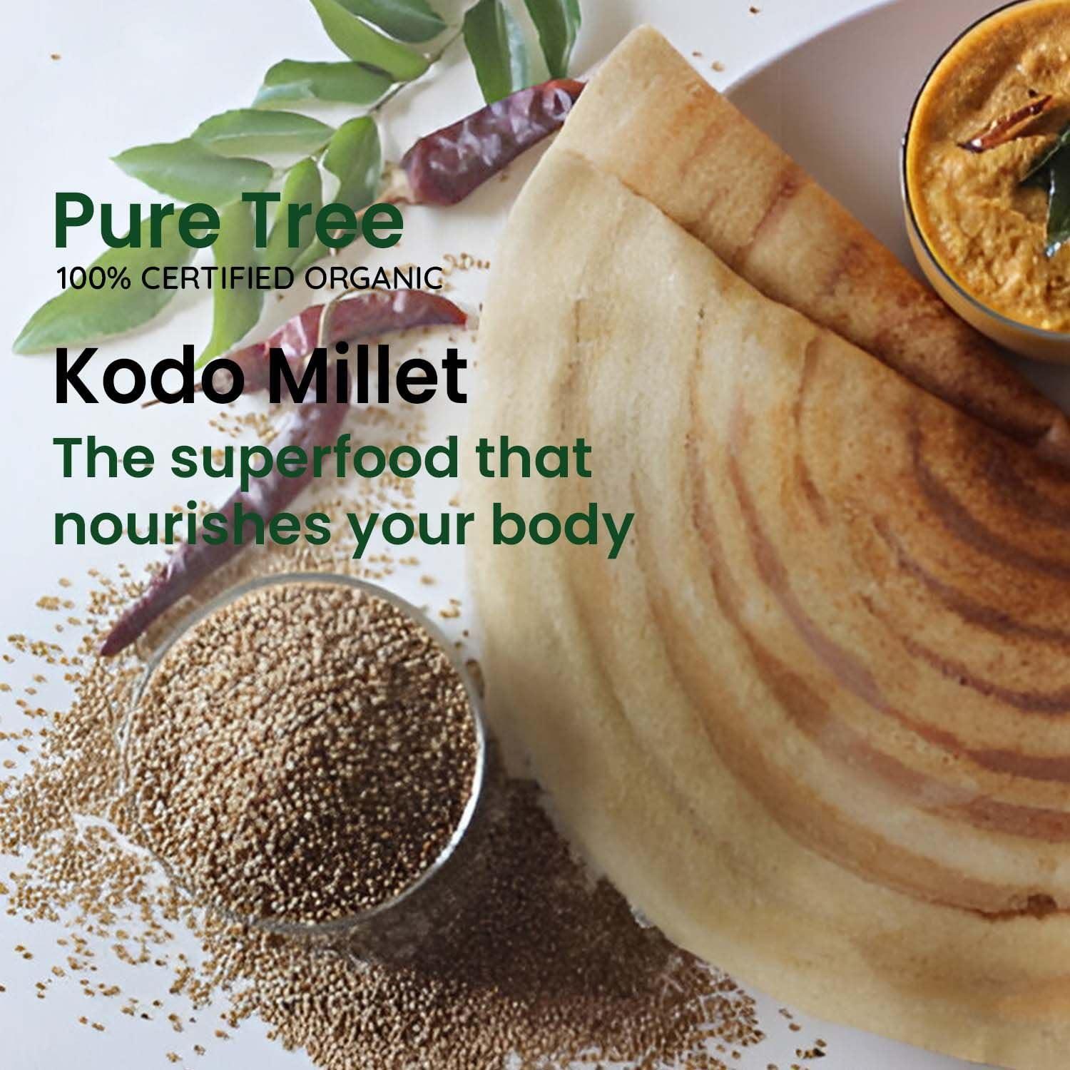 Pure Tree Pure Tree Certified Organic Kodo Millet | 900 g | Kodo Millet Arikelu Organic Millets | Cow Grass Gluten-Free Kodra Millet | Millet Rice Unpolished Millets For Upma, Dosa