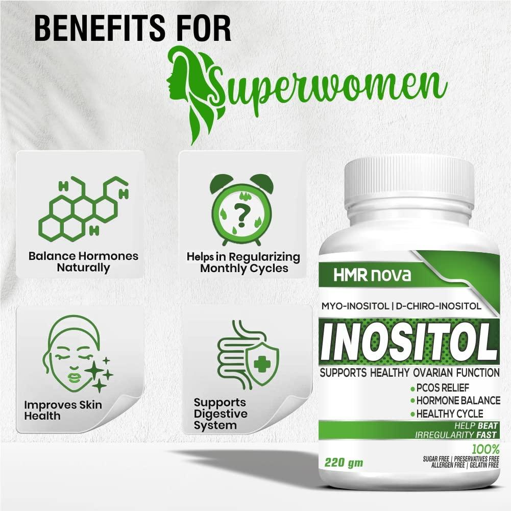 HMR NOVA HMR NOVA Inositol Supplement 4000mg Helps To Manage the Brain, Nervous System, Irregular Cycle, And PCOS- 220 GM Sugar-Free Powder