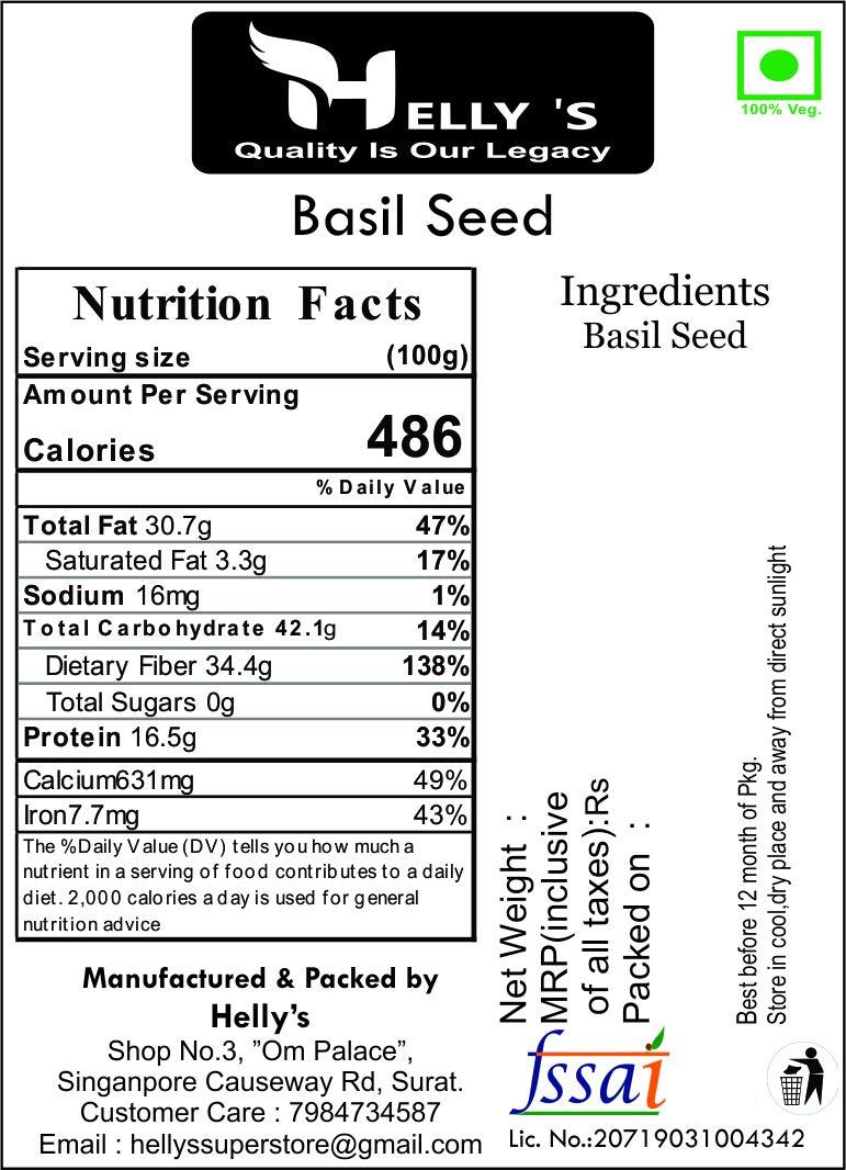 Helly's Helly's Premium Basil Seeds ( Tukmaria / Falooda / Sabja Seeds ) | 100 gm Pack - Zip Lock