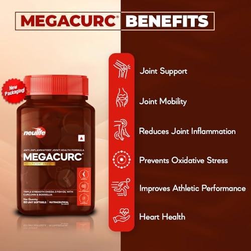 VITROVEA VITROVEA Neulife MEGACURC Nano-Curcumin + Triple Strength Fish Oil with 10X Boswellia Power - Advanced Joint Support - High Absorption Formula - 60 Softgels - Omega 3, Anti-Inflammatory Supplement