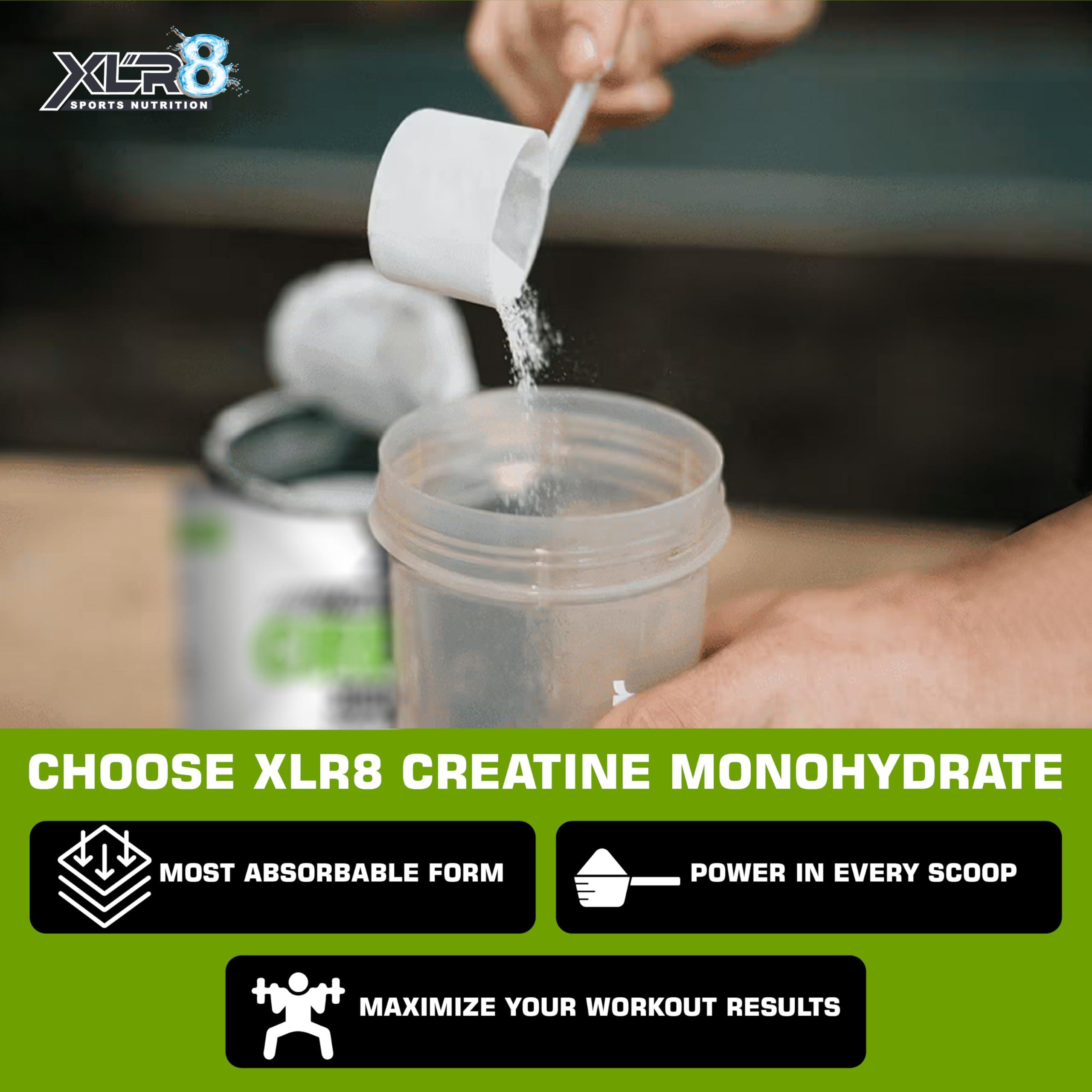 XLR8 XLR8 Creatine Monohydrate Powder Micronized | Unflavored, 250g (83 Servings) | Pre & Post Workout Supplement for Men & Women | Supports Muscle Growth & Energy