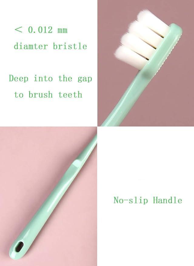newrichbee Newrichbee 4 Pack Micro Nano Extra Soft Toothbrush for Adults, 20000 Bristle, Soft Toothbrush for Sensitive Teeth or Gum Clean Effectively (Blue, Green, Pink, Flesh)