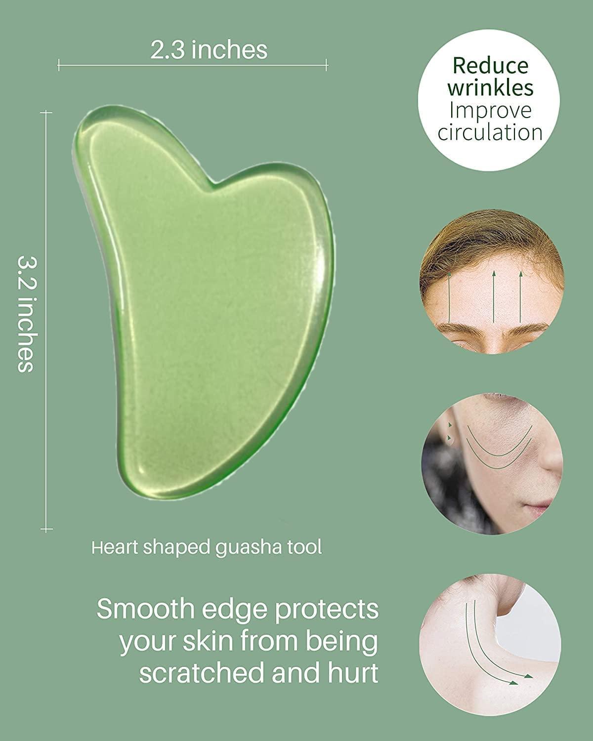 POWEREST POWEREST Plastic Gua Sha Massage Tool for Face Massager Skin Scraping Massager Gua Sha Board for for Face Body Skin Spooning/SPA/Neck Relax/Soft Tissue (GREEN)