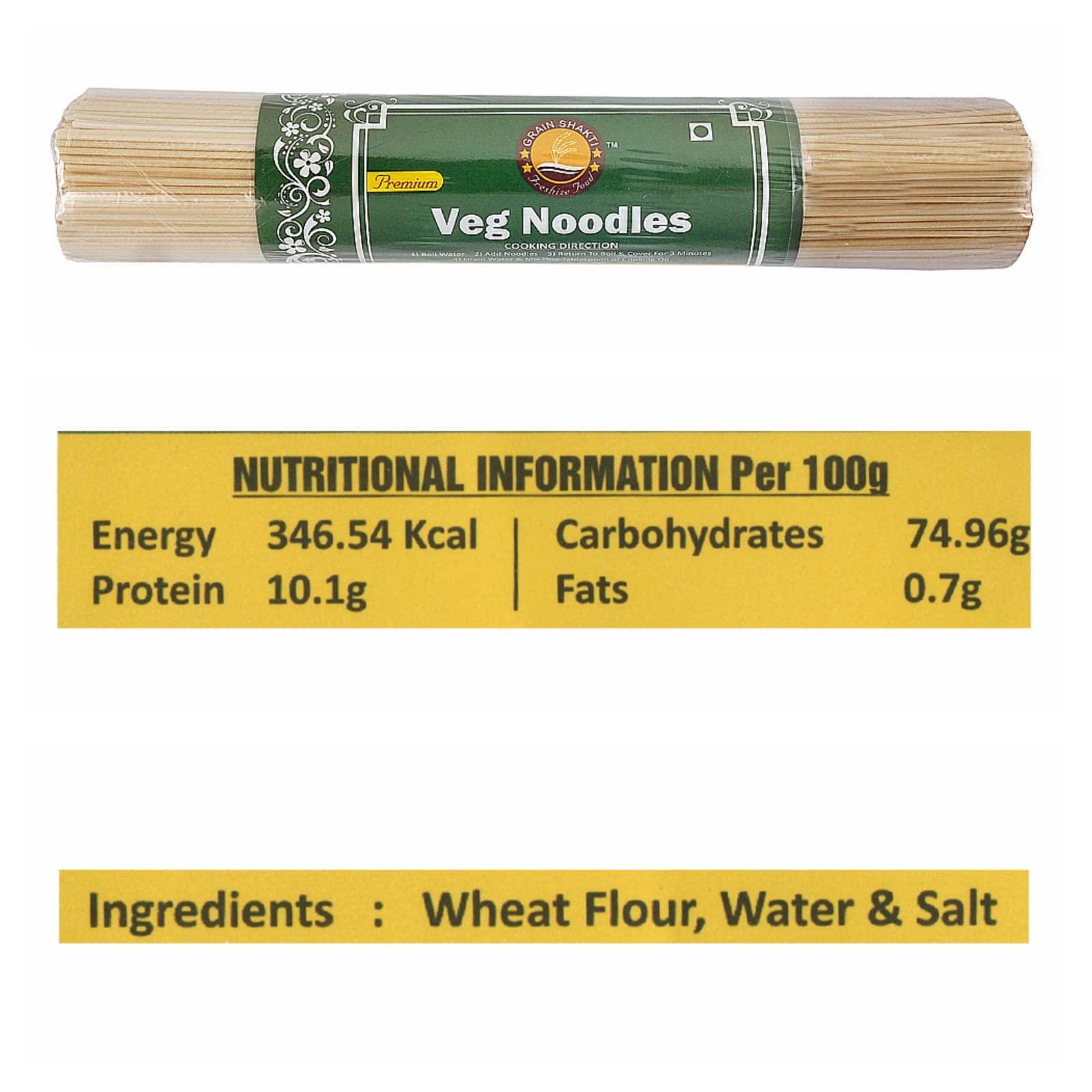GRAIN SHAKTI GRAIN SHAKTI Premuim Veg Noodles & Premuim Atta Noodles | No Preservatives | 100% Healthy Maida | Serves 4-5 | Veg 350g x 2 Pack | Atta 350g x 2 Pack | Instant Noodles |