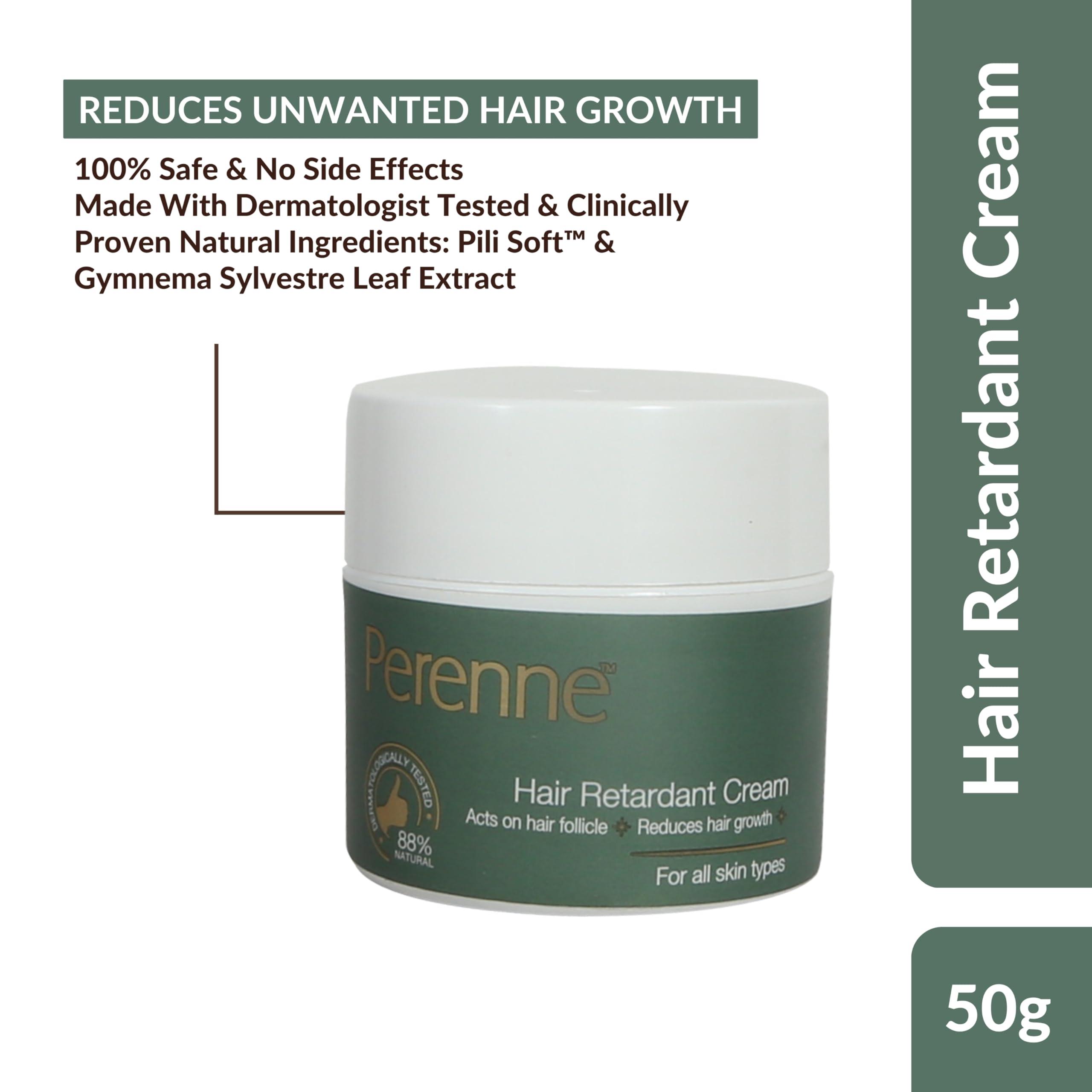 PERENNE Perenne Hair Retardant Cream | Hair Reduction Lotion For Reduction of Unwanted Body and Facial Hair in Men and Women | Natural|Paraben Free|Dermatologist Tested- 1 Pack (50g)