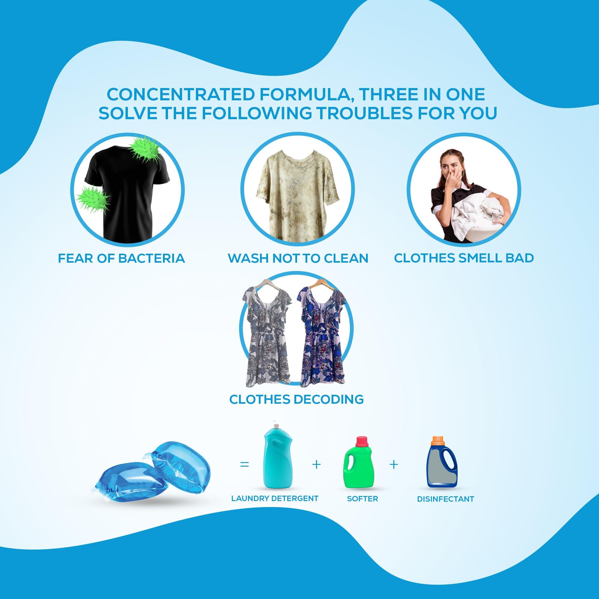 Quick Wash Quick Wash Ultra Clean Laundry Pods - 60 Count | Stretchable Liquid Detergent, 8x Cleaning Power, Eco-Friendly, 99% Germ-Free | Easy Use for All Fabrics