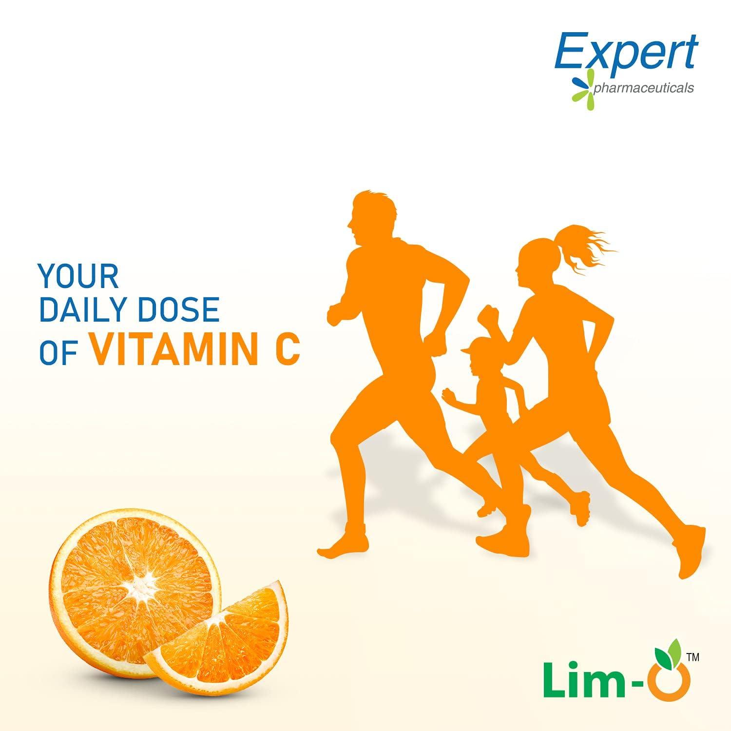 Lim-O Lim-O Vitamin C(500mg) & Zinc, Chewable Tablets for Immunity Skin Vegan Formula For Men Women, Orange Flavourr (90 Tablets)