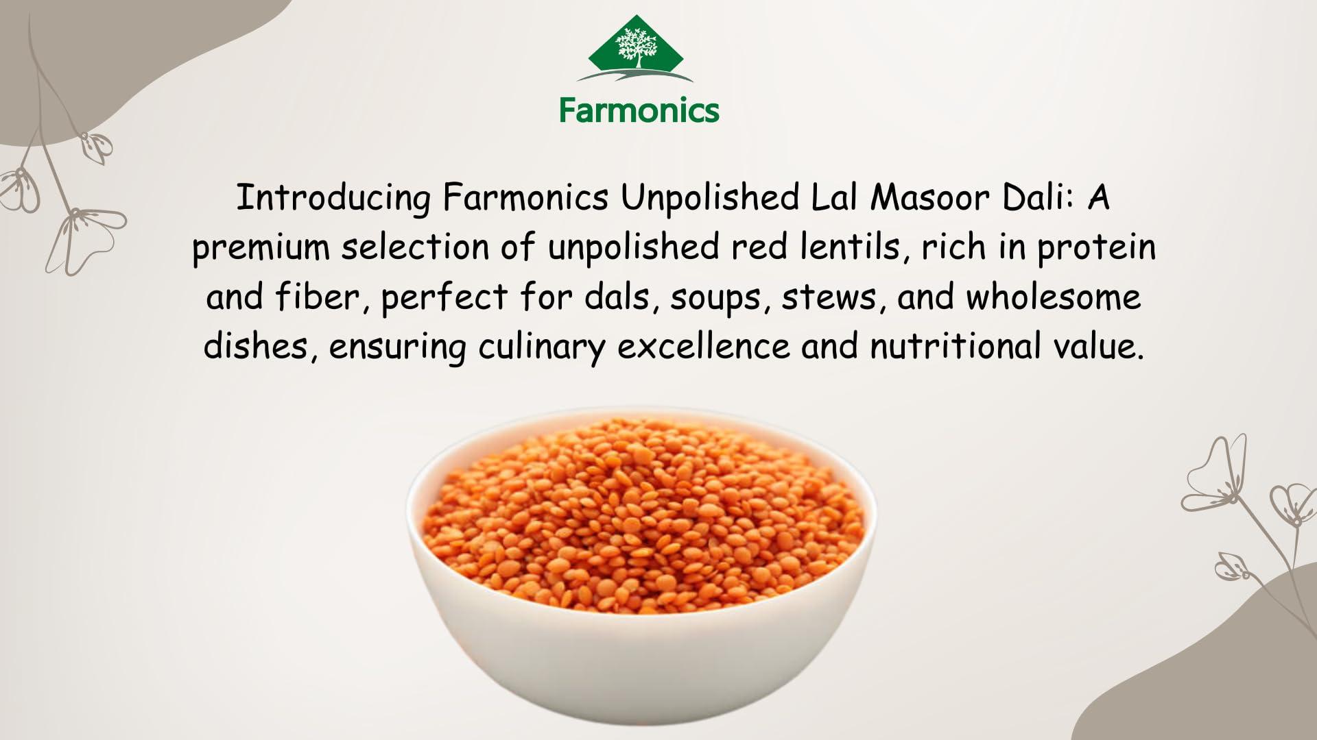 Farmonics Farmonics Unpolished Lal Malka 2kg | Lal Masoor Dali Dal | Red Lentil Gram Dali