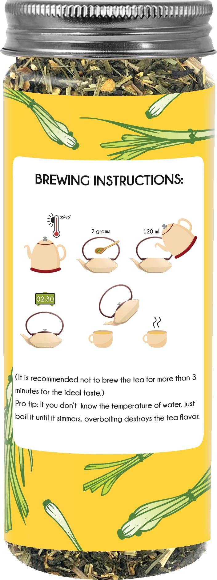 Orteas Orteas Lemon grass Tea Loose Leaves 50g | Lemongrass Tea | Lemon grass Tea Leaves | Lemongrass Green Tea Leaves | Lemon grass Herbal Tea | Refreshing Tea