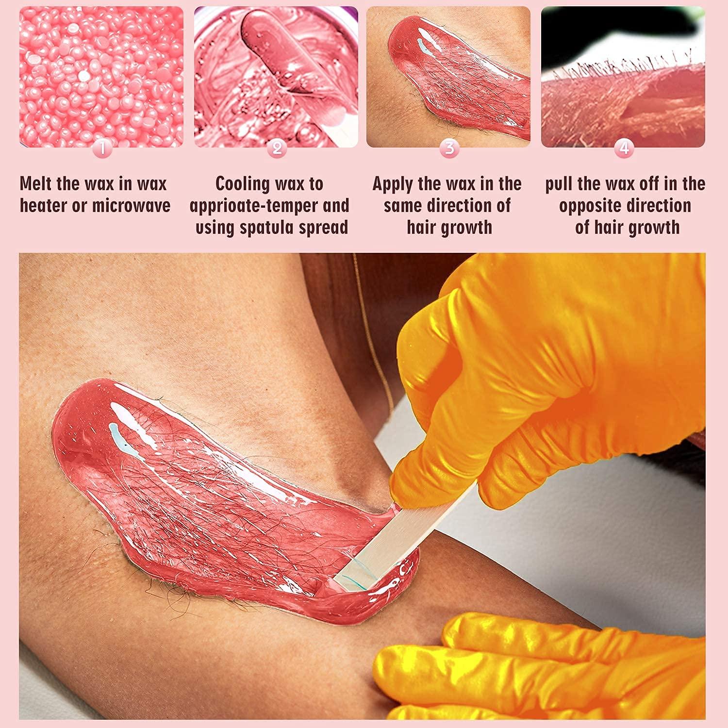 LRHAK LRHAK Wax Heater For Women, Professional Wax Machine Hot Wax Warmer Waxing Automatic Wax Heater, Hair Removal Waxing Kit Women All Skin Types Hands, Legs, Underarms, Bikini, Intimate Area Waxing Combo Kit (Wax Beans 100gm)