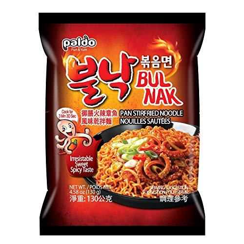 Paldo Paldo Bulnak Pan Stirfried Noodle Spicy (Octopus Flavour) 130g (Pack of 4)