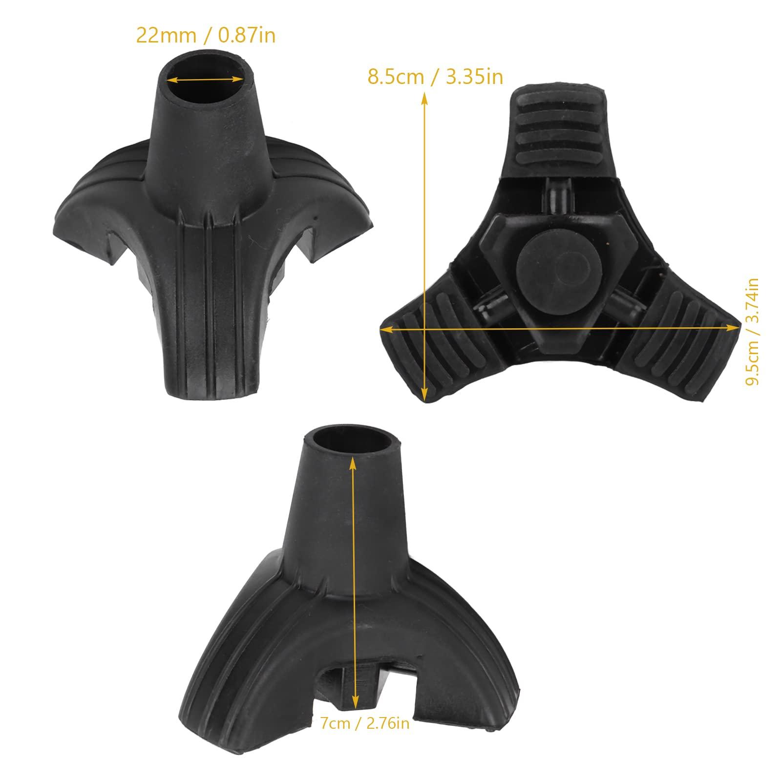 Dioche Walking Canes Tripod Pads, Soft Silicone Prevent Slipping Fall Walking Sticks Foot Pad 22mm for Most Walking Stick