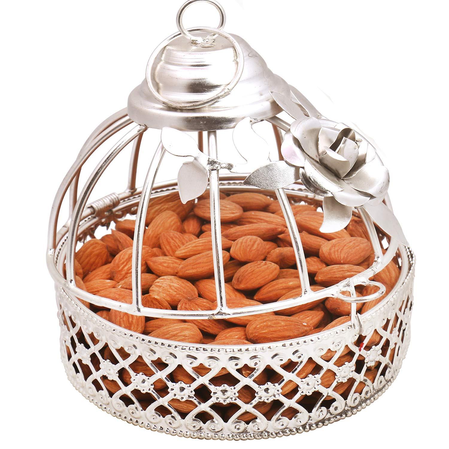 Ghasitaram Gifts Ghasitaram Gifts - Silver Almonds Cage |Gift for Diwali,Holi,Rakhi,Valentine,Christmas,Birthday,Anniversary,Gift for Her,Him,Mothers Day,Fathers Day|