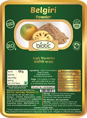 Biotic Biotic Natural Belgiri Powder - Aegle Marmelos - Bealgiri Powder - Bael Phal Dry Powder - Bel Powder - Wood Apple - 200 gm